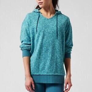 ATHLETA Sundown Alliance Drawstring Layered Athletic Hoodie Teal Blue Size XS‎